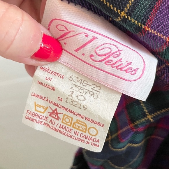 Vintage Midi Skirt Pleated Plaid Academia School prep Purple Green Sz 10 Petite - Picture 6 of 7